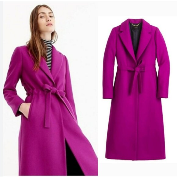 J.Crew Tie-waist topcoat trench in double-serge wool Coat G8009 Size 8 - Picture 3 of 15